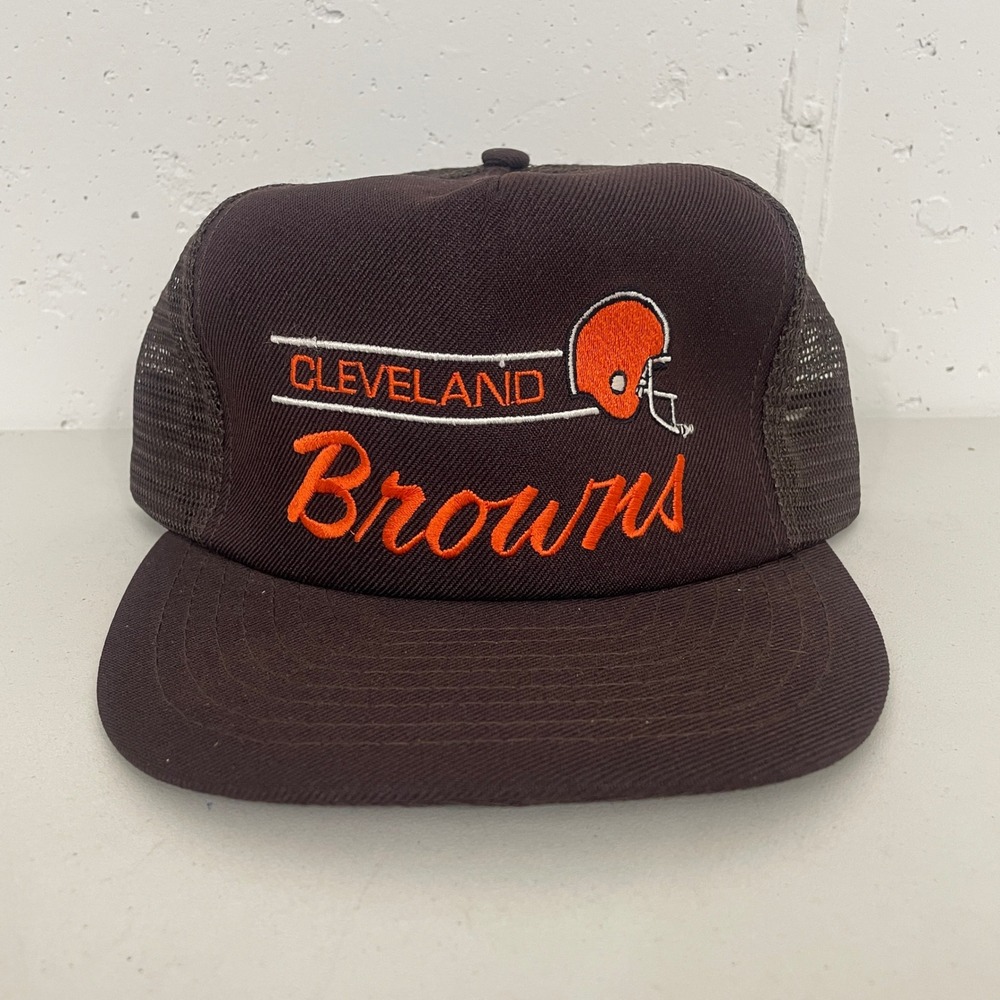 VTG Annco Cleveland Browns Trucker Snapback Hat Cap Mesh NFL Script Logo OSFA